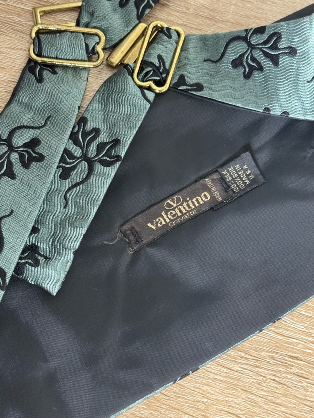 Vintage Valentino Cravatte formal cummerbund matching pre-tied bow tie silk set - Picture 7 of 13